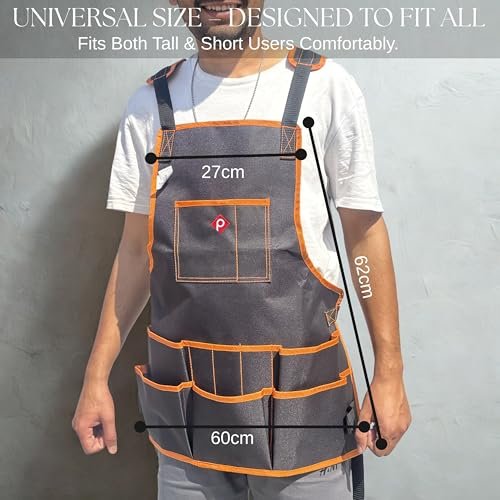 PAHAL Multi-Pocket Tool Work Apron (Black/Orange) view 3
