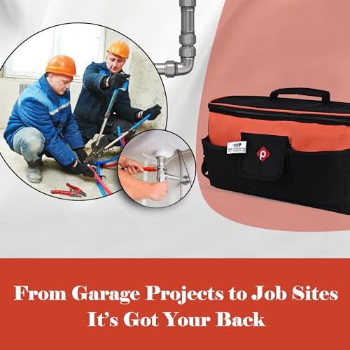 PAHAL 16 Inch Wide Mouth Heavy Duty Tool Bag (Black/Orange) view 5