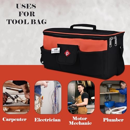 PAHAL 16 Inch Wide Mouth Heavy Duty Tool Bag (Black/Orange) view 6