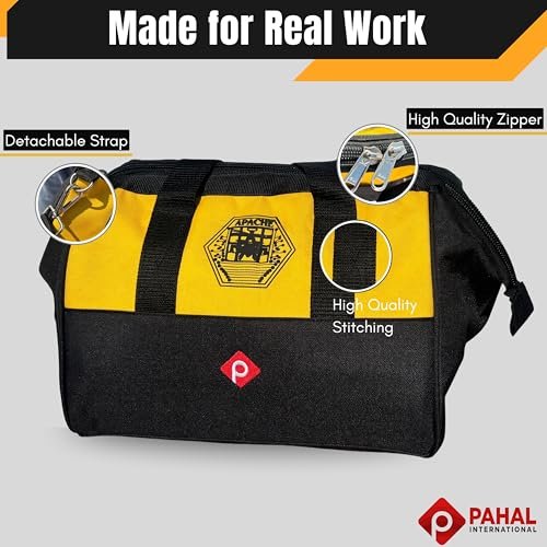 PAHAL APACHE 12 Inch Compact Tool Bag, Water-Resistant (Yellow/Black) view 3