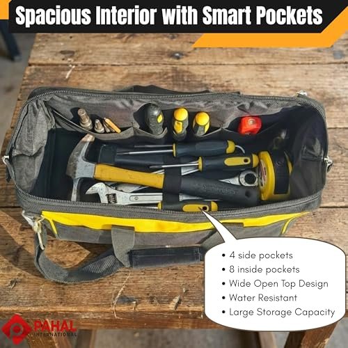 PAHAL APACHE 18 Inch Tool Bag, Multipurpose Water-Resistant (Yellow/Black) view 3
