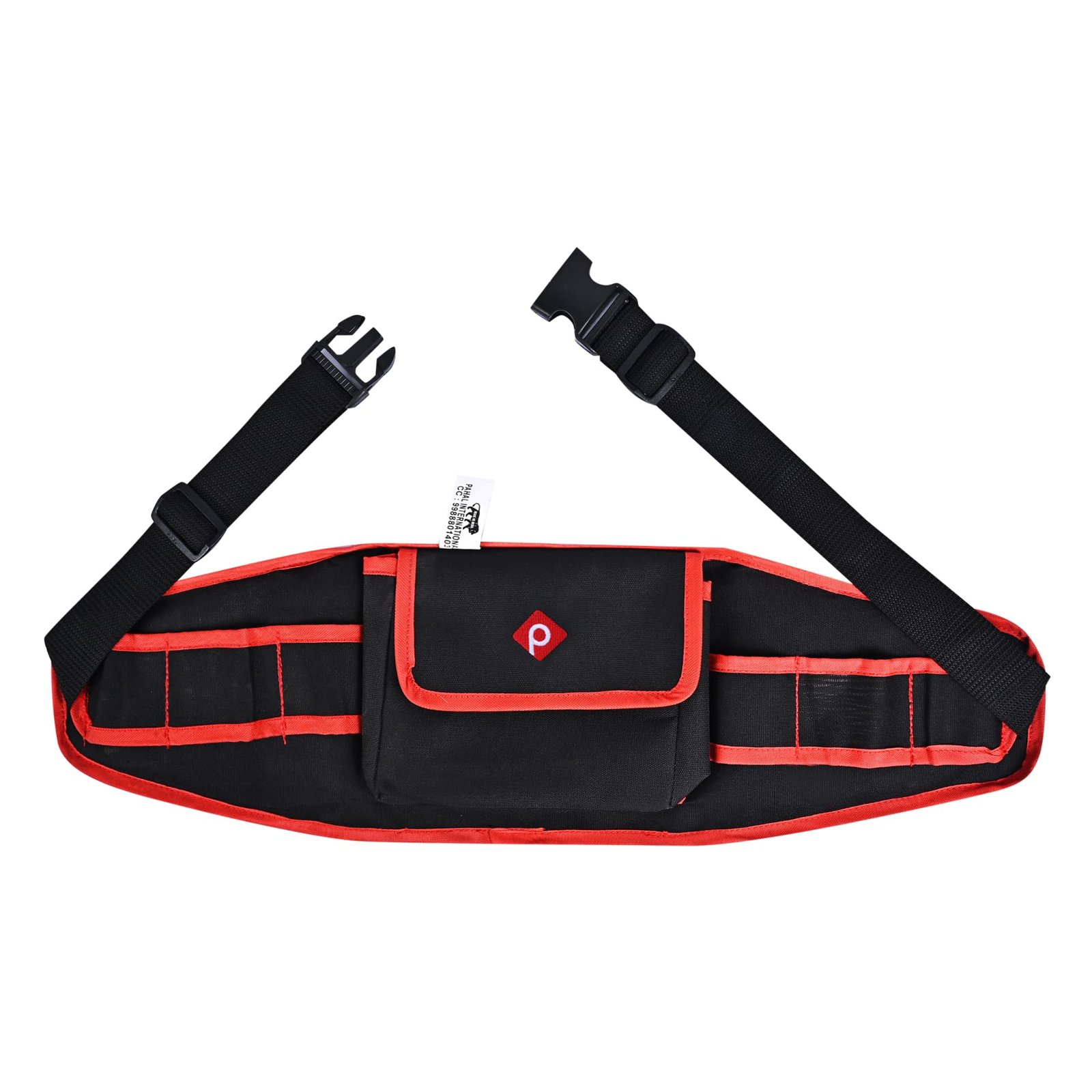 PAHAL 24 Inch Adjustable Nylon Tool Belt with 7 Pockets (Red/Black)
