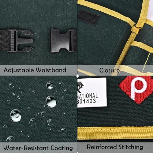 PAHAL Heavy Duty Canvas Waist Tool Belt with 7 Pockets (Green/Yellow) view 5