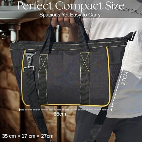 PAHAL 14 Inch Waterproof Nylon Tool Bag with Shoulder Strap (Black/Yellow) view 6