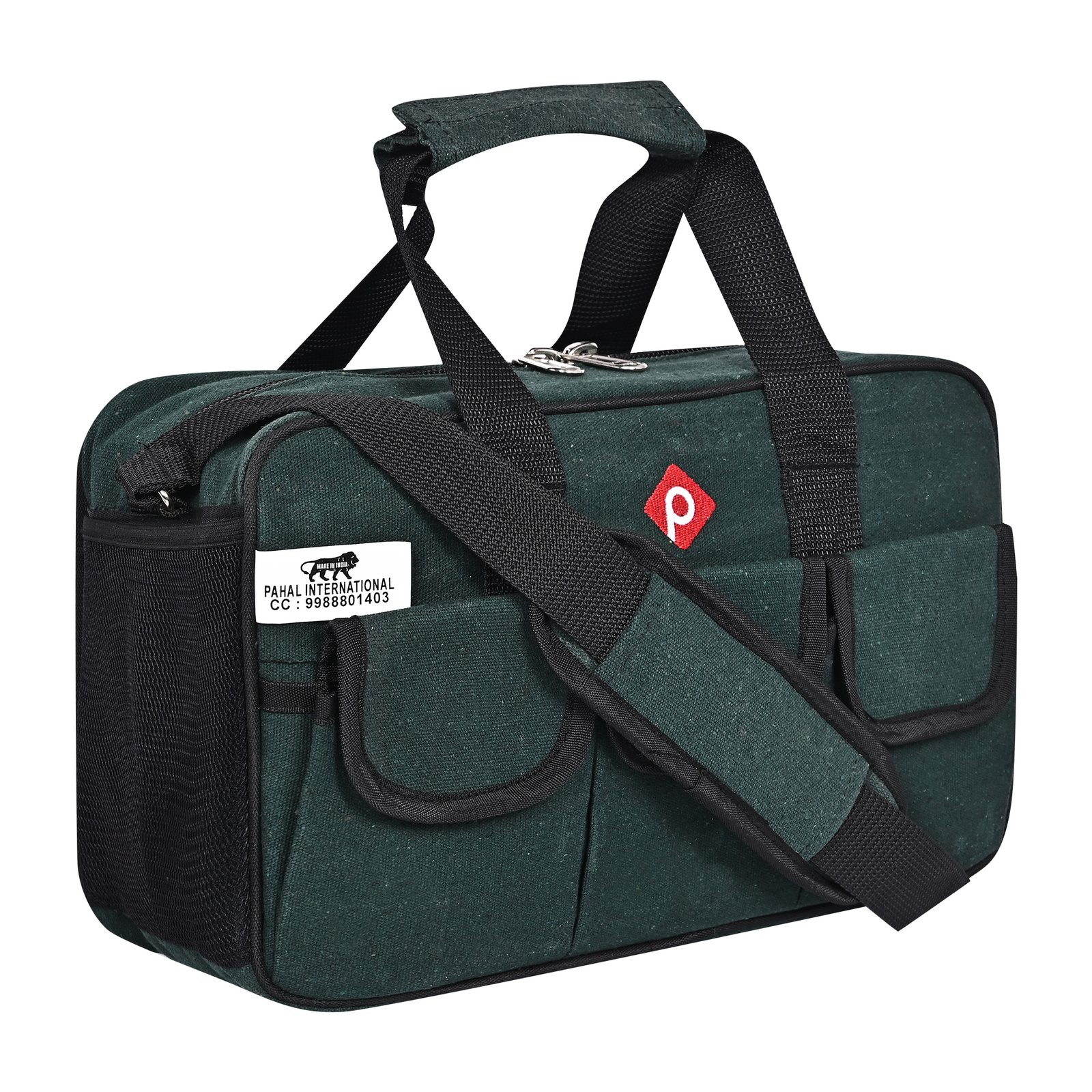 PAHAL Green Canvas Tarpaulin Waterproof Tool Bag with 16 Pockets view 3