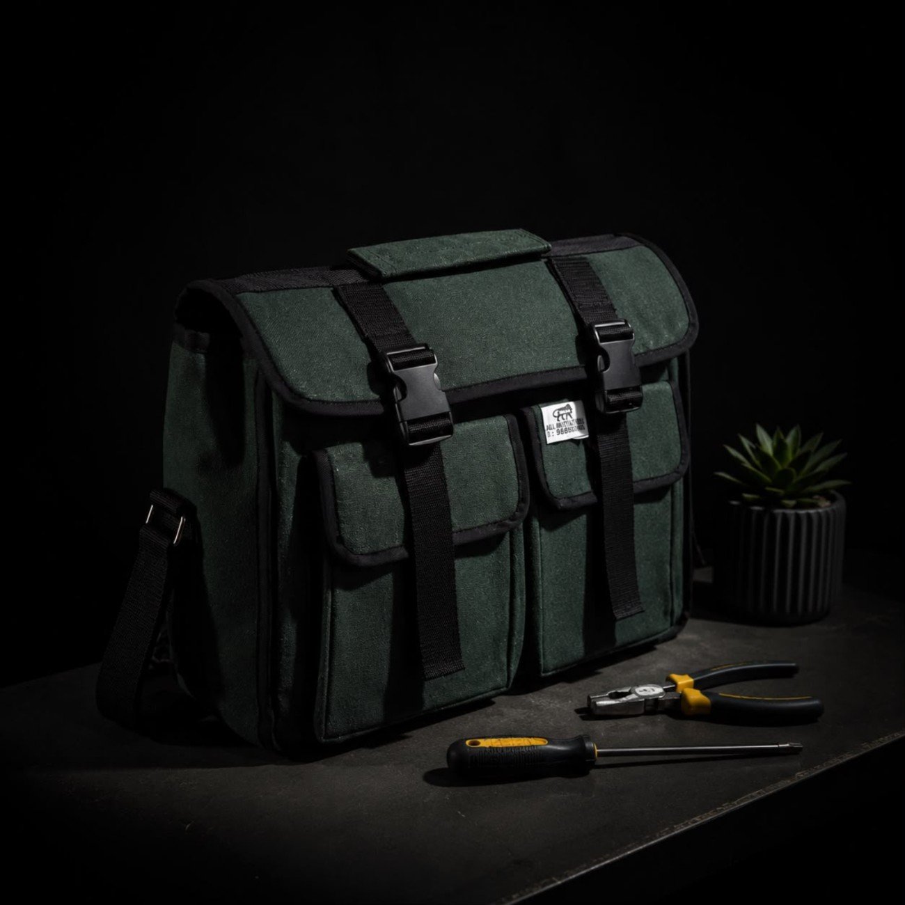 PAHAL 18 Inch Heavy Duty Canvas Tool Bag | Durable Green Tool Storage Organizer | Electrician, Mechanic, Plumber, Carpenter & Technician Use view 7