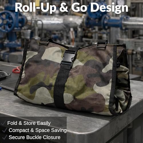 PAHAL Roll-Up Waterproof Nylon Wrench Pouch with 5 Zipper Pockets (Army Camouflage) view 6