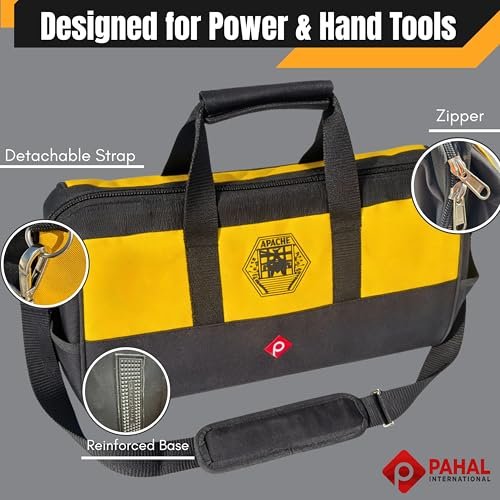 PAHAL APACHE 18 Inch Tool Bag, Multipurpose Water-Resistant (Yellow/Black) view 4