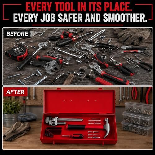 PAHAL 12 Inch Heavy Duty Metal Tool Box (Red) view 6