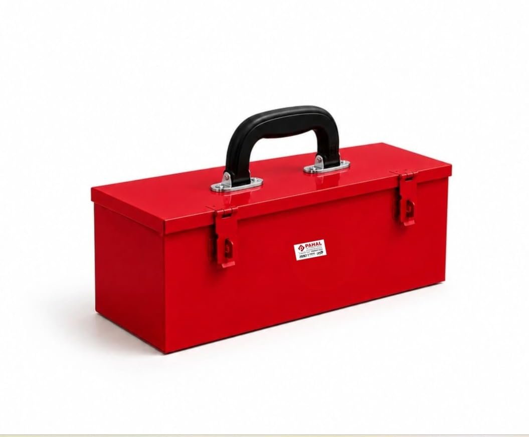 PAHAL 12 Inch Heavy Duty Metal Tool Box (Red)