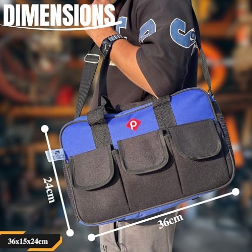 PAHAL 13 Inch Waterproof Nylon Tool Bag with 14 Pockets (Blue) view 7