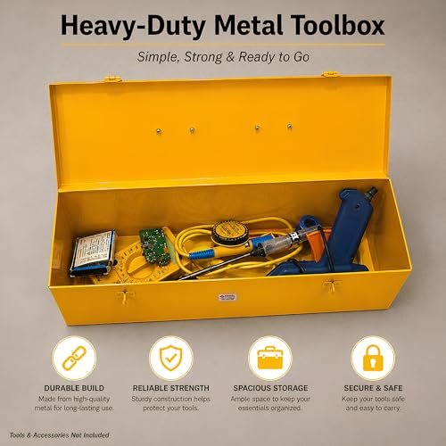 PAHAL 16 Inch Heavy Duty Metal Tool Box (Yellow) view 4