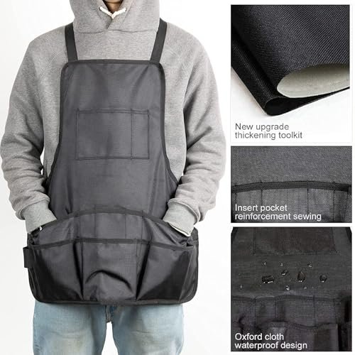PAHAL Heavy Duty Waterproof Work Apron with 10 Pockets (Black) view 6