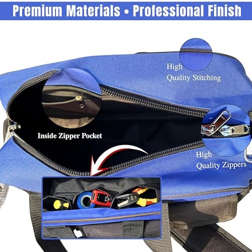 PAHAL 13 Inch Waterproof Nylon Tool Bag with 14 Pockets (Blue) view 6