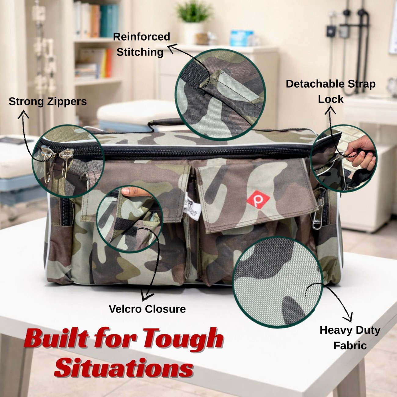 PAHAL 18 Inch Combat Medic First Aid Trauma Kit Bag | Heavy Duty Portable Medical Instrument & Vaccination Bag | 11 Pockets & 3 Compartments | Empty view 7