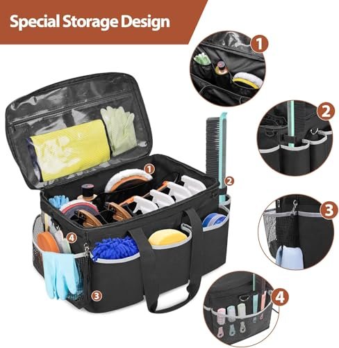PAHAL Extra Large Car Wash & Cleaning Caddy with Lid (Black, 48L) view 4
