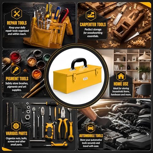 PAHAL 16 Inch Heavy Duty Metal Tool Box (Yellow) view 5
