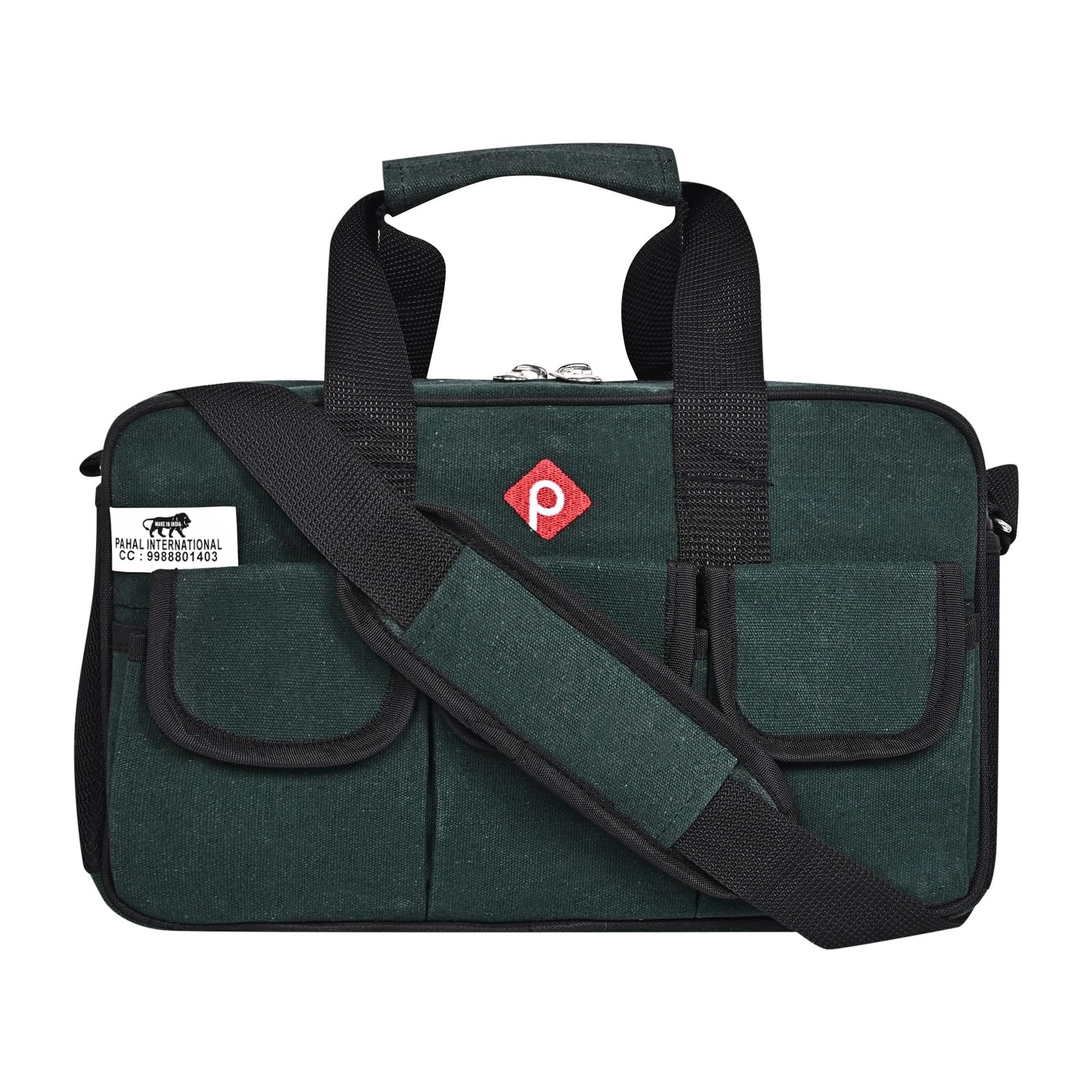 PAHAL Green Canvas Tarpaulin Waterproof Tool Bag with 16 Pockets