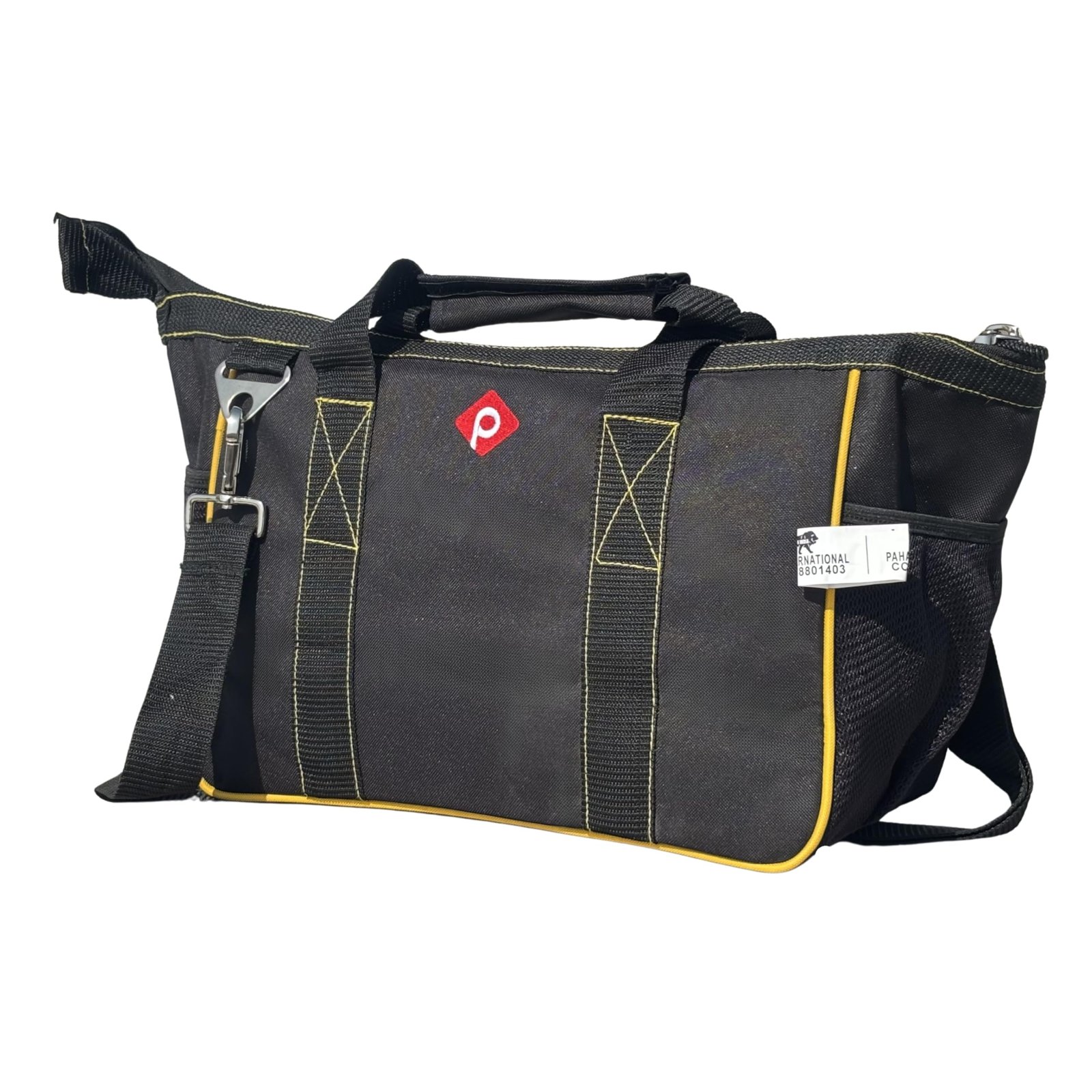 PAHAL 14 Inch Waterproof Nylon Tool Bag with Shoulder Strap (Black/Yellow)