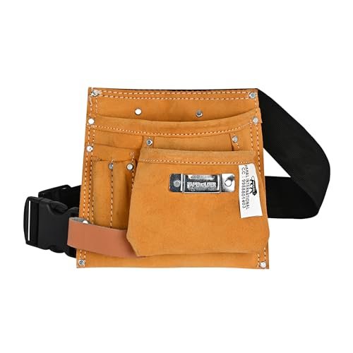 PAHAL Leather 5-Pocket Tool Pouch with Hammer & Tape Holder (Brown) view 2