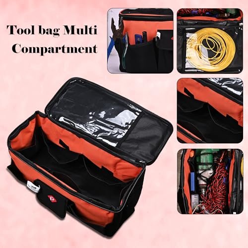 PAHAL 16 Inch Wide Mouth Heavy Duty Tool Bag (Black/Orange) view 4