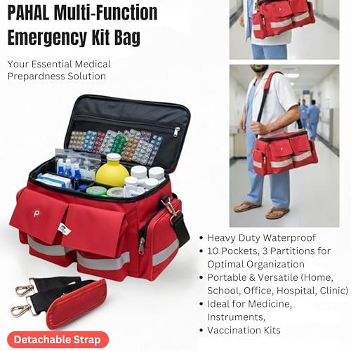 PAHAL Multi-Function Large Medicine & Emergency Doctor Kit Bag (Red) view 5