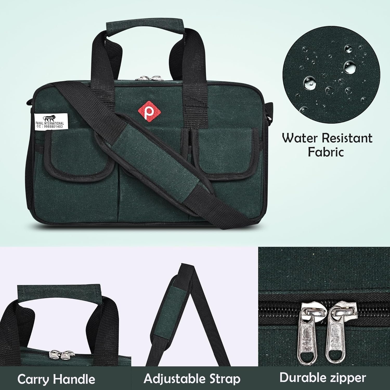 PAHAL Heavy Duty Canvas Tool Bag | Waterproof Tarpaulin Tool Storage Organizer with 16 Pockets | Durable Tool Carry Bag for Electrician, Technician, Plumber & Mechanic detail 3