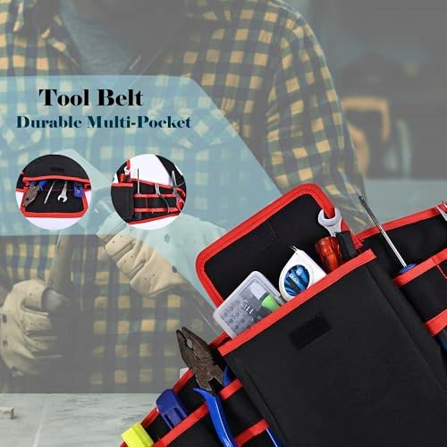 PAHAL 24 Inch Adjustable Nylon Tool Belt with 7 Pockets (Red/Black) view 5