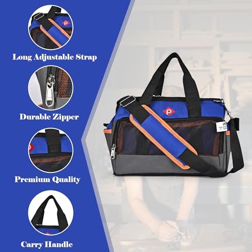 PAHAL 12 Inch Multipurpose Water-Resistant Tool Storage Bag (Blue/Black) view 4