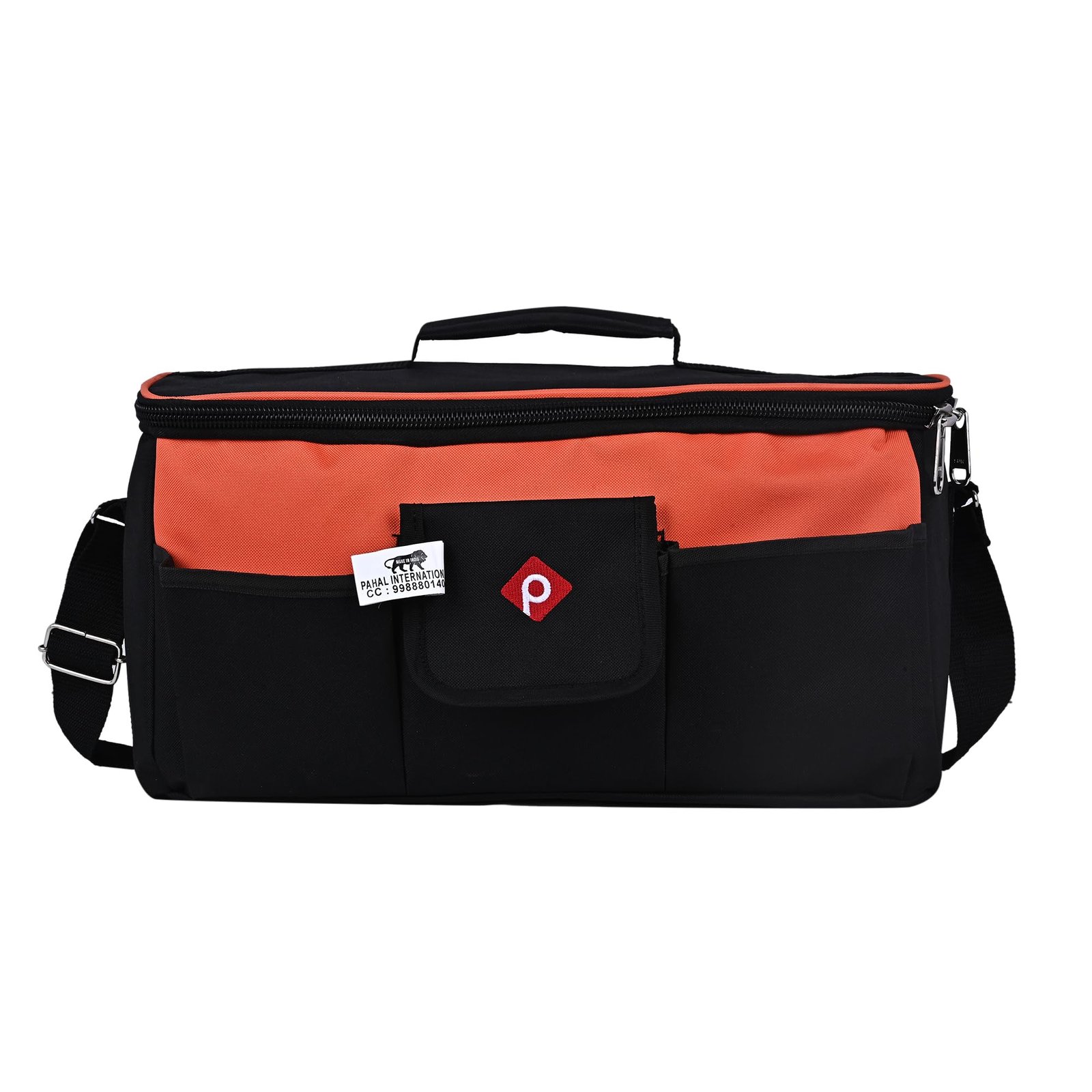 PAHAL 16 Inch Wide Mouth Heavy Duty Tool Bag (Black/Orange)