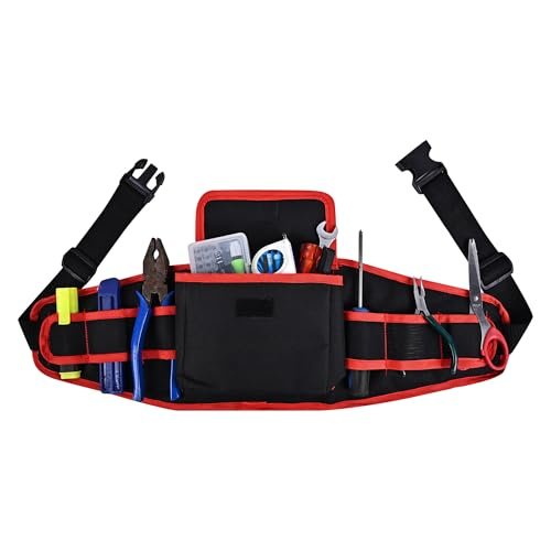 PAHAL 24 Inch Adjustable Nylon Tool Belt with 7 Pockets (Red/Black) view 3