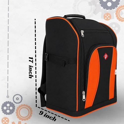 PAHAL Professional Heavy Duty Tool Backpack (Black/Orange) view 6