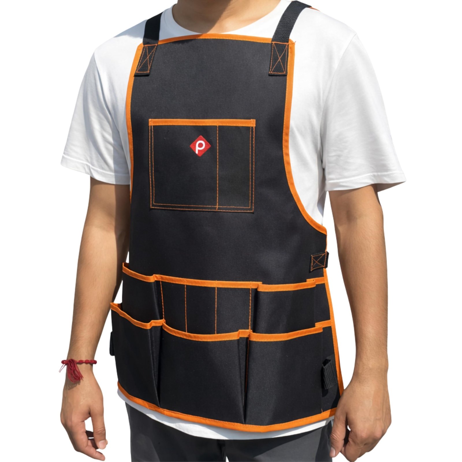PAHAL Multi-Pocket Tool Work Apron (Black/Orange)
