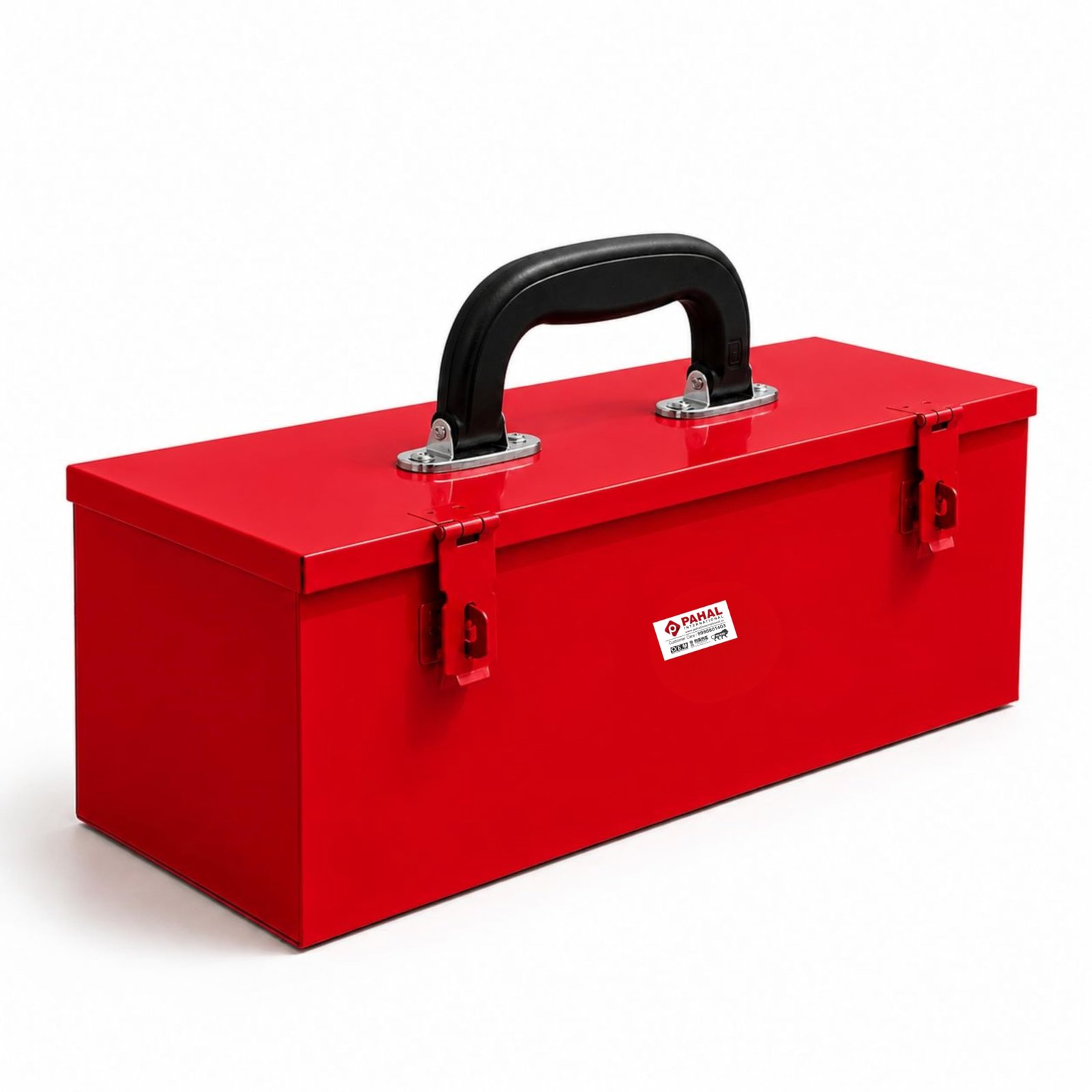 PAHAL 16 Inch Heavy Duty Metal Tool Box with Lockable Lid (Red)