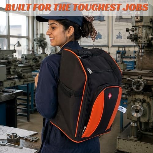PAHAL Professional Heavy Duty Tool Backpack (Black/Orange) view 5