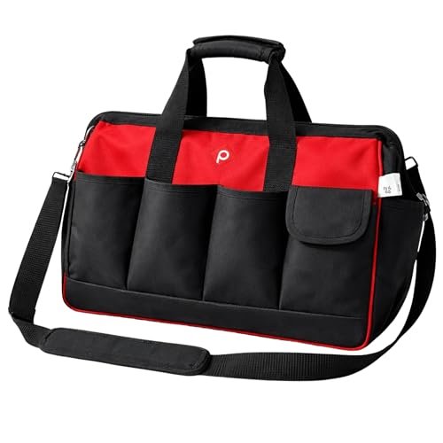 PAHAL Multipurpose Heavy Duty 28L Tool Bag with Shoulder Strap (Black/Red) view 2