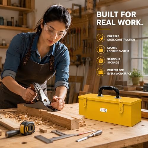 PAHAL 16 Inch Heavy Duty Metal Tool Box (Yellow) view 3