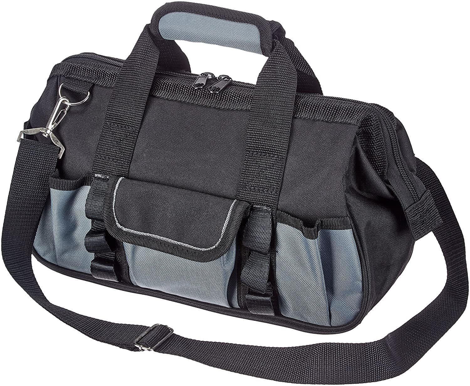 PAHAL 13 Inch Waterproof Nylon Tool Bag with 15 Pockets (Black/Grey)