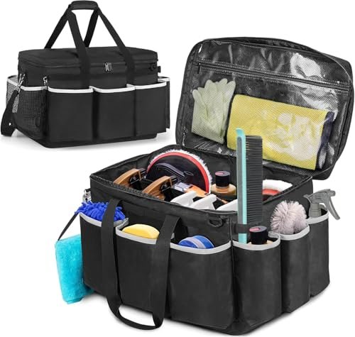 PAHAL Extra Large Car Wash & Cleaning Caddy with Lid (Black, 48L) view 2
