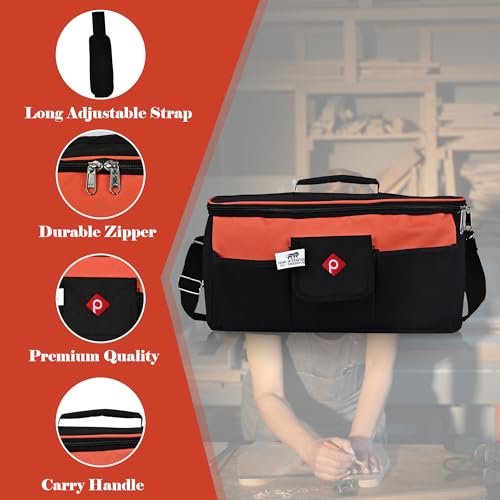 PAHAL 16 Inch Wide Mouth Heavy Duty Tool Bag (Black/Orange) view 3