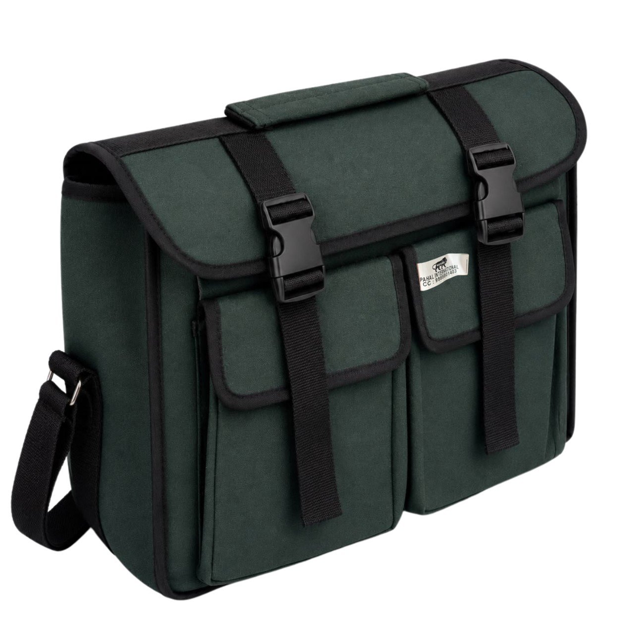 PAHAL 18 Inch Heavy Duty Canvas Tool Bag | Durable Green Tool Storage Organizer | Electrician, Mechanic, Plumber, Carpenter & Technician Use