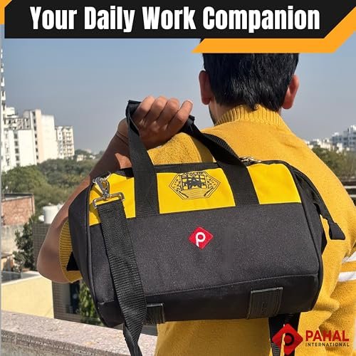 PAHAL APACHE 12 Inch Compact Tool Bag, Water-Resistant (Yellow/Black) view 7