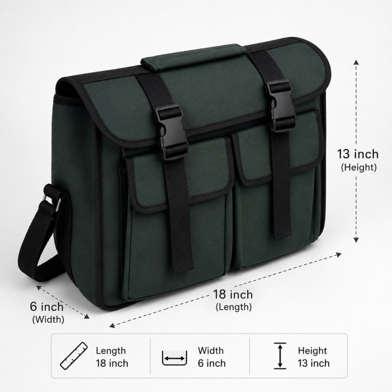 PAHAL 18 Inch Heavy Duty Canvas Tool Bag | Durable Green Tool Storage Organizer | Electrician, Mechanic, Plumber, Carpenter & Technician Use view 6