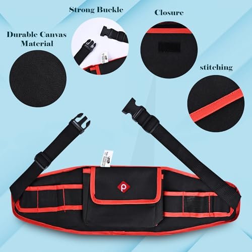 PAHAL 24 Inch Adjustable Nylon Tool Belt with 7 Pockets (Red/Black) view 4