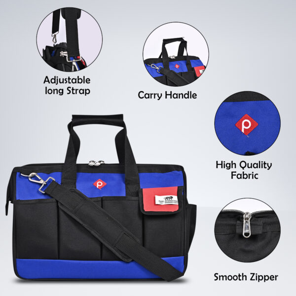 PAHAL Nylon Electrician and Technician Open Mouth Blue Tool Bag (16-inch)