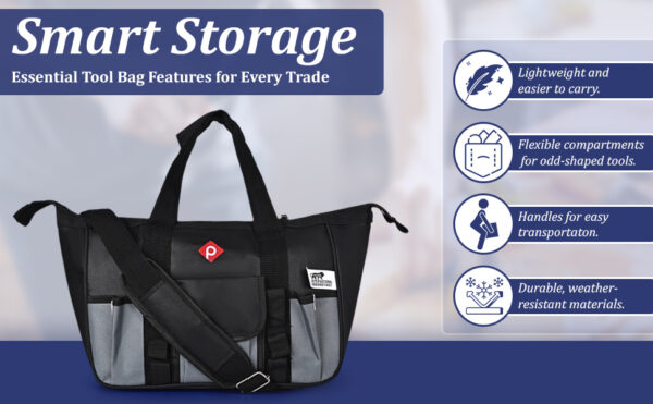 Pahal Nylon Tool Bag Waterproof Heavy duty for tools of Electrician, all Mechanic, small (13 Inch, 15 Pockets) - Image 9