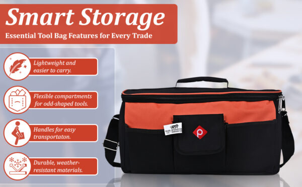 PAHAL Tool Bag Rectangular Wide Open Mouth,Heavy Duty Electrician,Mechanic,Carpanter, Ac Technician Heavy Duty Tool Bag - Image 9