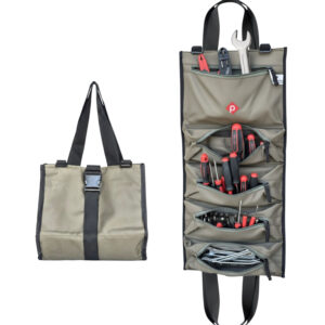 Pahal Zipper Large Wrench Roll Up Waxed Bucket Handy Canvas Organizer (Small | Brown)