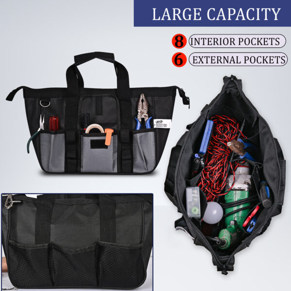 Pahal Nylon Tool Bag Waterproof Heavy duty for tools of Electrician, all Mechanic, small (13 Inch, 15 Pockets) - Image 15
