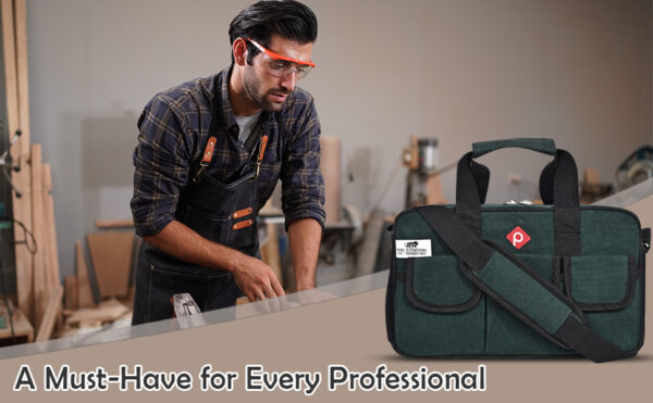 PAHAL Canvas Green Heavy Duty Tool Bag made of Tarpaulin Cloth for tools of Electrician & all Technician, Plumber(16 Pockets) - Image 9